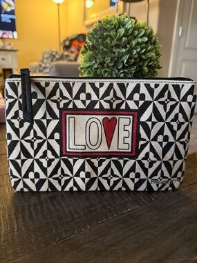 Brighton LOVE Patterned Cosmetic Pouch - Black, White & Red - New without tags